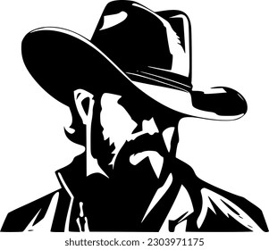 Cowboy - Schwarz-Weiß-Symbol einzeln - Vektorgrafik