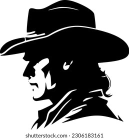 Cowboy - Black and White Isolated Icon - Vector illustration