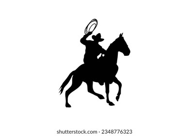 iocn vectorial negro y blanco de vaquero y logotipo.