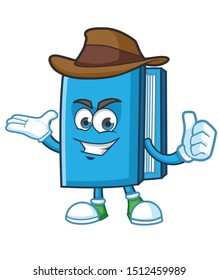 cowboy book mascot character design vector