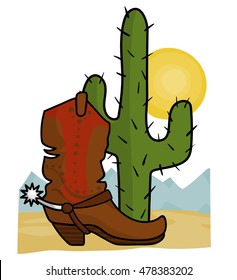 cowboy boot and cactus