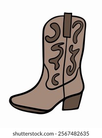 Cowboy boot displaying intricate designs and warm earthy tones for western fashion lovers