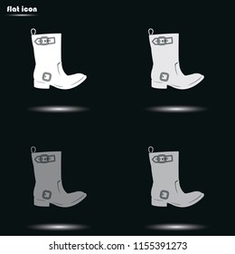 Cowboy boot flat grayscale vector icon.