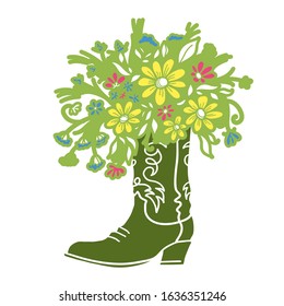 Cowboy Boot Flowers Isolated On White Stock Vector (Royalty Free ...