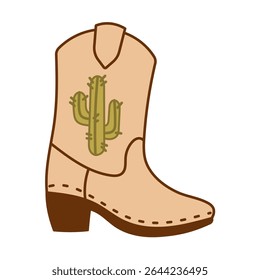 Cowboy boot with green cactus desert themed graphic