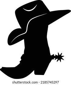 cowboy boot with hat on white background. cowboy boot and western hat sign. flat style.