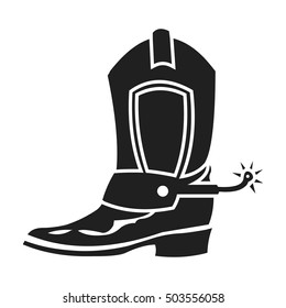 Cowboy boot icon in black style isolated on white background. Wlid west symbol stock vector illustration.