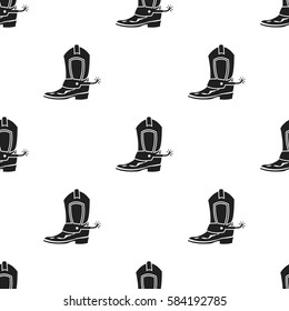 Cowboy boot icon in black style isolated on white background. Wlid west pattern stock vector illustration.