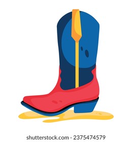 Cowboy boot icon in flat style 