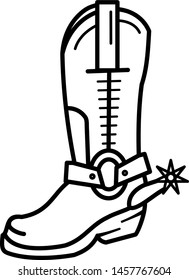 Cowboy boot icon in outline style. Coloring template for modification and customizing  according to a specific task.