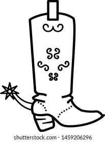 Cowboy Boot Icon In Outline Style. Coloring Template For Modification And Customizing  According To A Specific Task.