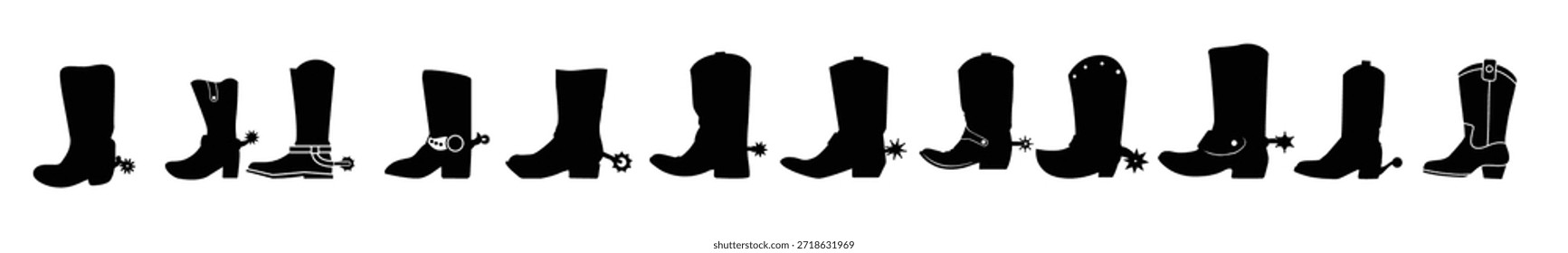 cowboy boot icon set cowboy illustration sign collection