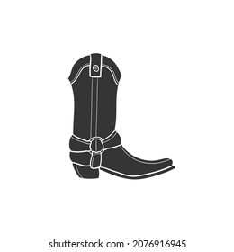 Cowboy Boot Icon Silhouette Illustration. Country Music Vector Graphic Pictogram Symbol Clip Art. Doodle Sketch Black Sign.