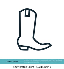 Cowboy Boot Icon Vector Logo Template Illustration Design. Vector EPS 10.