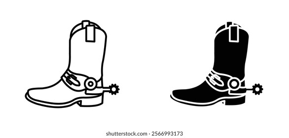 Cowboy Boot icons in outline and fill. vector illustration for ui.