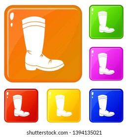 Cowboy boot icons set collection vector 6 color isolated on white background