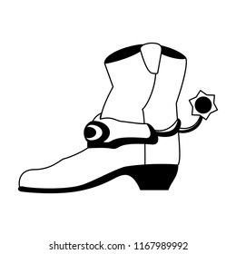 Cowboy boot isolated in black and white