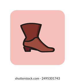 Cowboy boot line icon. Ankle, low heel, western. Footwear concept. Can be used for topics like shoe store, fashion, country style