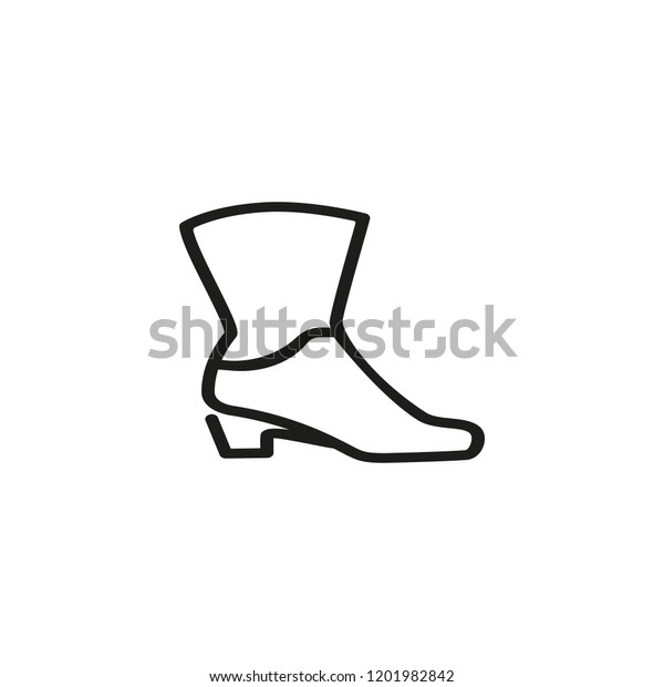 Cowboy Boot Line Icon Ankle Low Stock 