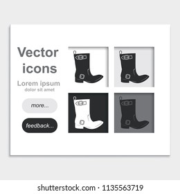 Cowboy boot placed on web page template flat vector icon.