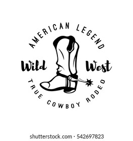 Cowboy Boot. Retro Wild West Shoe. Isolated on White Background. Wild West. Western. Vector illustration