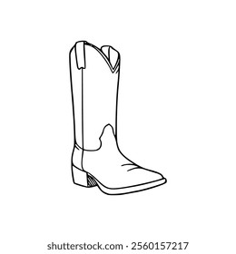 A cowboy boot is shown in a line drawing