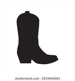 Cowboy boot silhouette on white background
