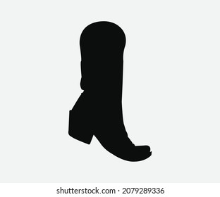 Cowboy boot silhouette vector black and white illustrator