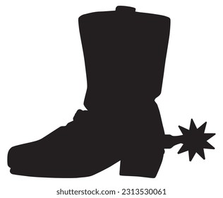 A cowboy boot with a spur attached in silhouette