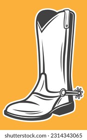 cowboy boot with spurs vector illustration