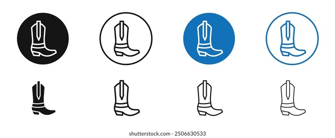 Cowboy Boot vector icon in black and blue colors