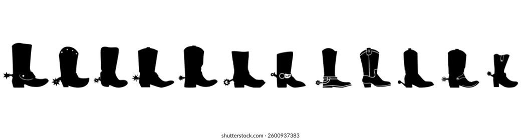 Cowboy boot vector icon set. Cowboy illustration sign collection. Boot symbol or logo.