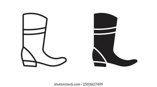 Cowboy Boot vector icon in solid and outline style