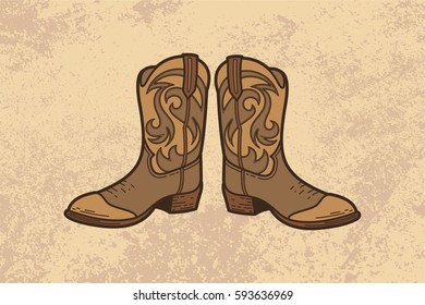 Cowboy Boot Vintage Vector