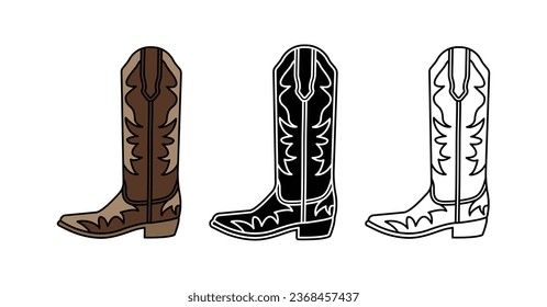 Cowboy Boot Western Shoe Silhouette Outline