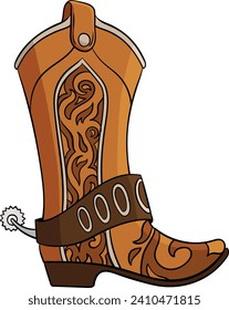 Cowboy Boots Cartoon Colored Clipart Illustration