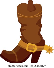 Cowboy boots cartoon icon. Vintage leather footwear