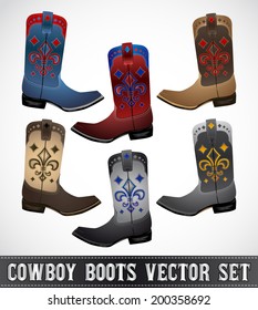 Cowboy Boots Collection - detailed illustration - vector set - eps 10 