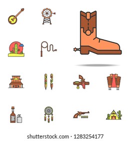 cowboy boots colored icon. Wild West icons universal set for web and mobile