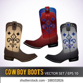 Cowboy Boots - detailed illustration - vector set - eps 10 