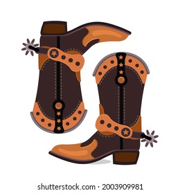 Cowboy boots. Flat icon. Design element for posters, flyers. Vector graphics on white background