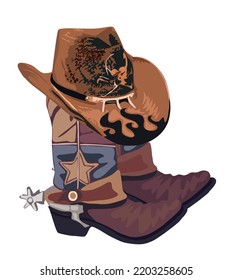 Cowboy Boots Hat Traditional Western Embroidered Stock Vector (Royalty ...