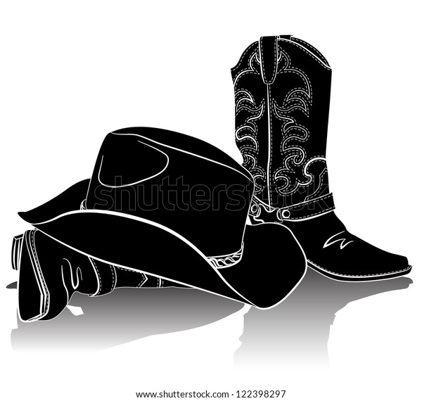 Cowboy Boots Hatvector Grunge Background Text Stock Vector (Royalty ...