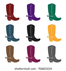 Cowboy boots icon in black style isolated on white background. Rodeo symbol stock vector illustration.