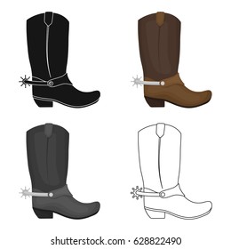 Cowboy boots icon in cartoon style isolated on white background. Rodeo symbol stock vector illustration.