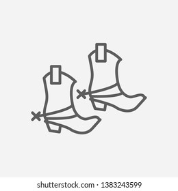 Cowboy boots icon line symbol. Isolated vector illustration of  icon sign concept for your web site mobile app logo UI design.