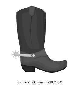 Cowboy boots icon in monochrome style isolated on white background. Rodeo symbol stock vector illustration.