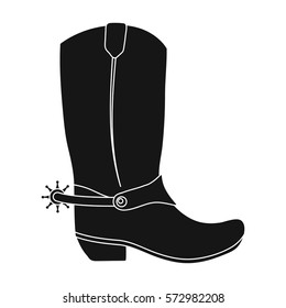 Cowboy boots icon in monochrome style isolated on white background. Rodeo symbol stock vector illustration.