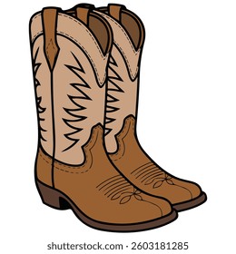 Cowboy boots isolated vector illustration on white background
