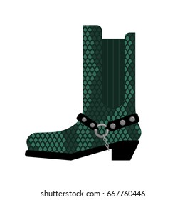 Cowboy boots made python leather. Australia shoes made crocodile skin 